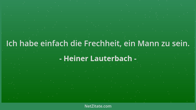 Heiner Lauterbach - Ich habe einfach die Frechheit, ein Mann zu sein....