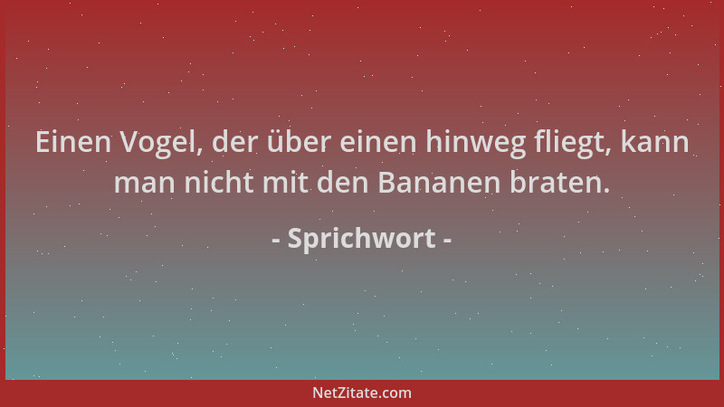 Sprichwort - Einen Vogel, der über einen hinweg fliegt, kann man nicht mit den Bananen braten....