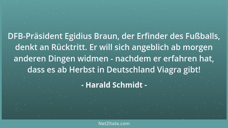Harald Schmidt - DFB-Präsident Egidius Braun, der Erfinder des Fußballs, denkt an Rücktritt. Er will sich angeblich ab morg...