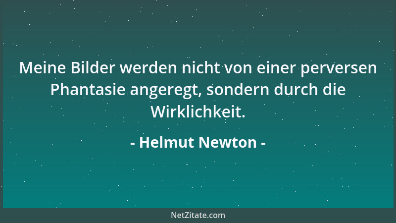 Helmut Newton - Meine Bilder werden nicht von einer perversen Phantasie angeregt, sondern durch die Wirklichkeit....