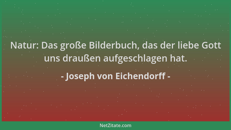 Joseph von Eichendorff - Natur: Das große Bilderbuch, das der liebe Gott uns draußen aufgeschlagen hat....