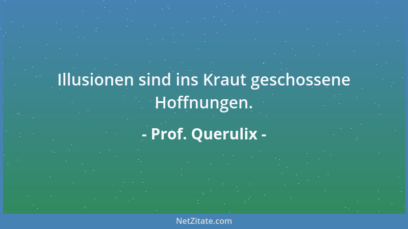 Prof. Querulix - Illusionen sind ins Kraut geschossene Hoffnungen....