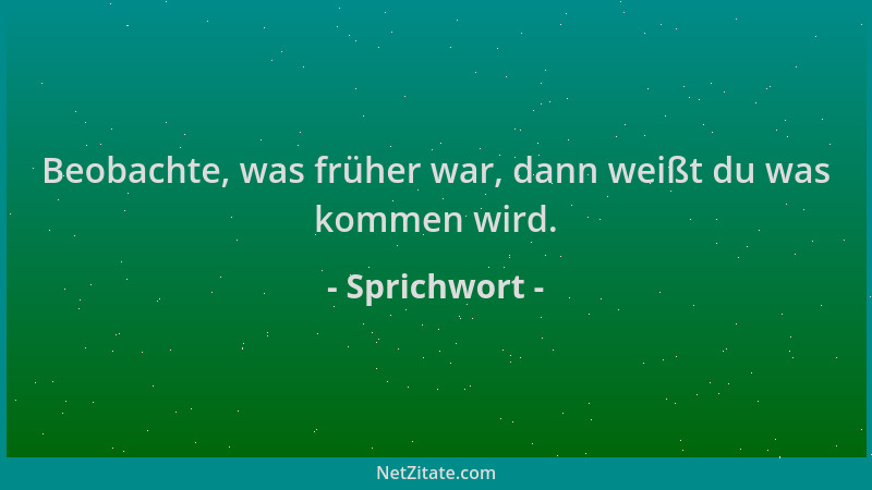 Sprichwort - Beobachte, was früher war, dann weißt du was kommen wird....