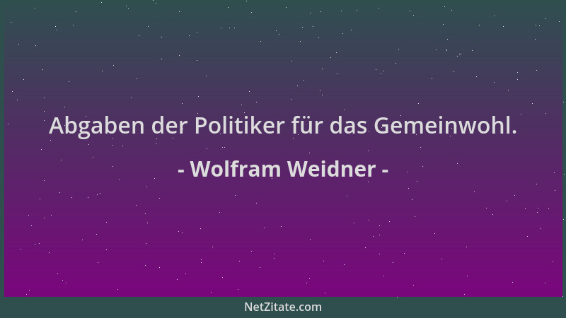 Wolfram Weidner - Abgaben der Politiker für das Gemeinwohl....