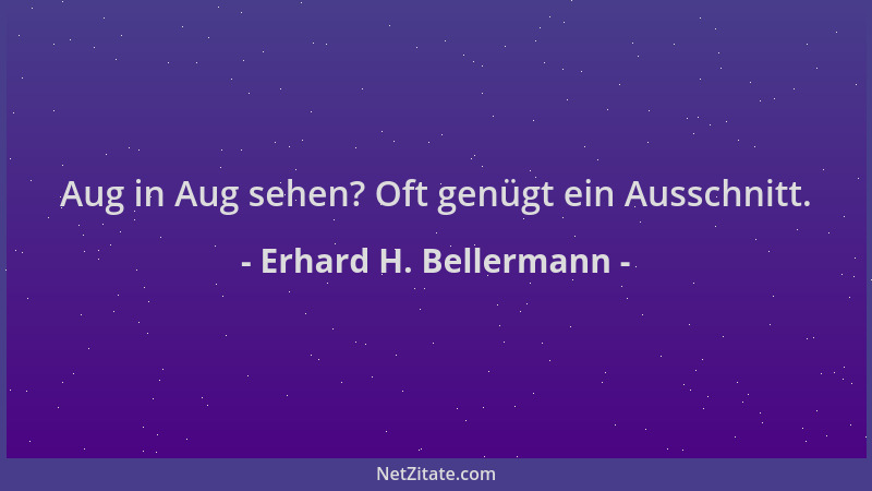 Erhard H. Bellermann - Aug in Aug sehen? Oft genügt ein Ausschnitt....