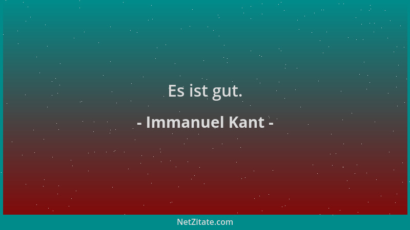 Immanuel Kant - Es ist gut....
