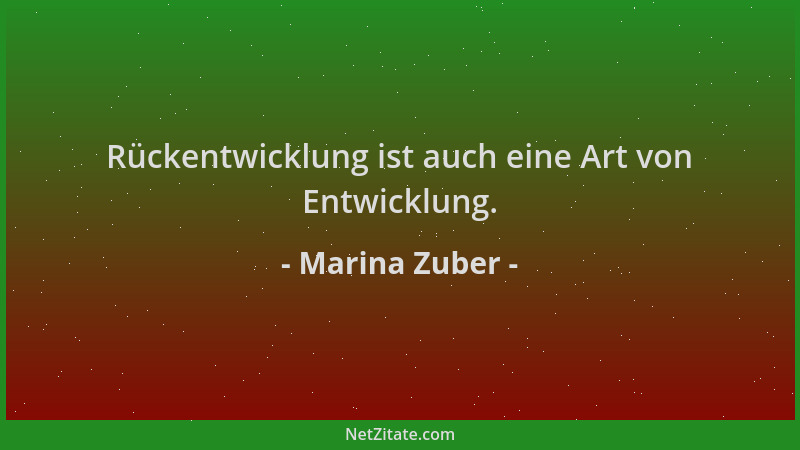Marina Zuber - Rückentwicklung ist auch eine Art von Entwicklung....