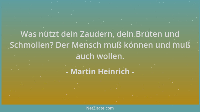 Martin Heinrich - Was nützt dein Zaudern, dein Brüten und Schmollen? Der Mensch muß können und muß auch wollen....