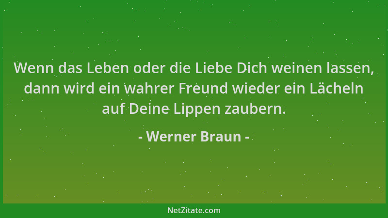Werner Braun - Wenn das Leben oder die Liebe Dich weinen lassen, dann wird ein wahrer Freund wieder ein Lächeln auf Deine L...