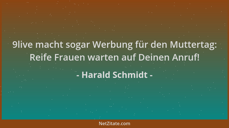 Harald Schmidt - 9live macht sogar Werbung für den Muttertag: Reife Frauen warten auf Deinen Anruf!...