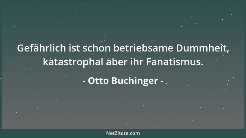 Otto Buchinger - Gefährlich ist schon betriebsame Dummheit, katastrophal aber ihr Fanatismus....