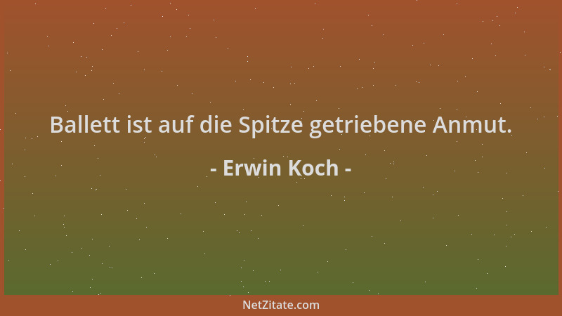 Erwin Koch - Ballett ist auf die Spitze getriebene Anmut....