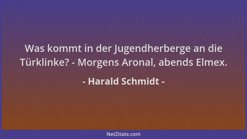 Harald Schmidt - Was kommt in der Jugendherberge an die Türklinke? - Morgens Aronal, abends Elmex....