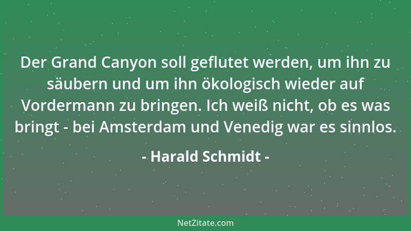 Harald Schmidt - Der Grand Canyon soll geflutet werden, um ihn zu säubern und um ihn ökologisch wieder auf Vordermann zu br...