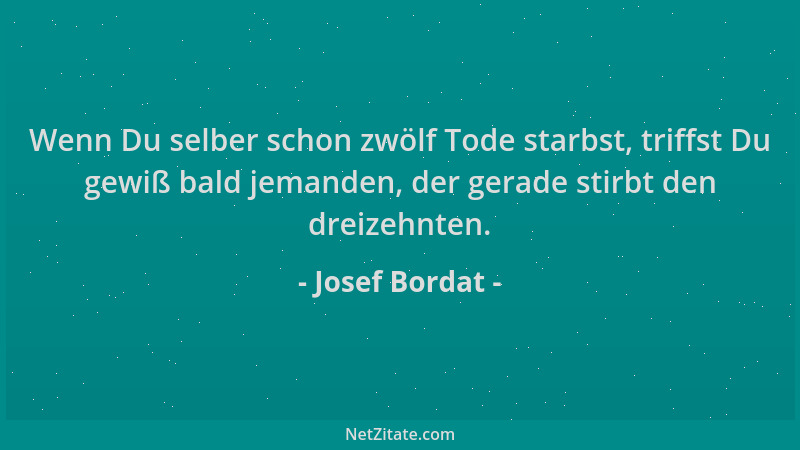 Josef Bordat - Wenn Du selber schon zwölf Tode starbst, triffst Du gewiß bald jemanden, der gerade stirbt den dreizehnten....