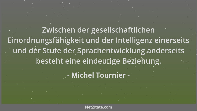Michel Tournier - Zwischen der gesellschaftlichen Einordnungsfähigkeit und der Intelligenz einerseits und der Stufe der Spr...