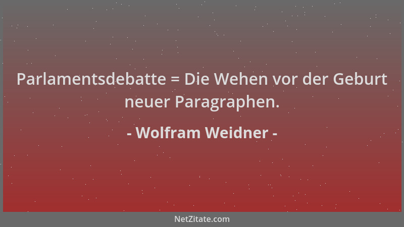 Wolfram Weidner - Parlamentsdebatte = Die Wehen vor der Geburt neuer Paragraphen....