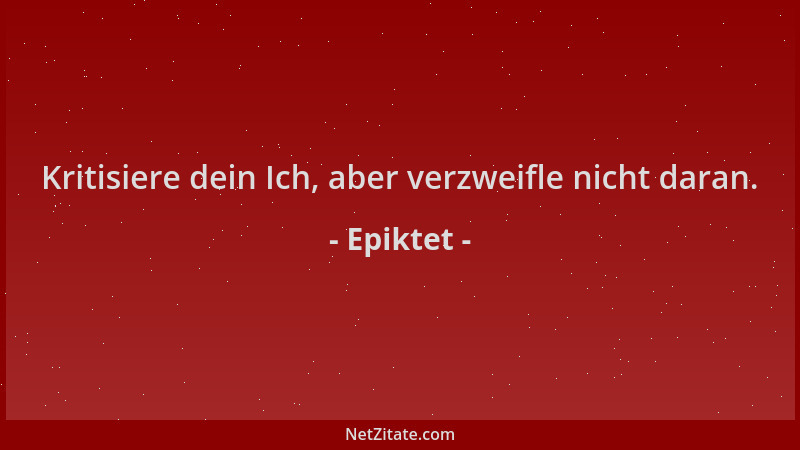 Epiktet - Kritisiere dein Ich, aber verzweifle nicht daran....