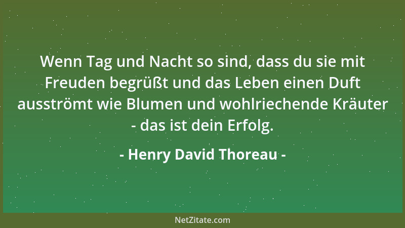 Henry David Thoreau - Wenn Tag und Nacht so sind, dass du sie mit Freuden begrüßt und das Leben einen Duft ausströmt wie Bl...