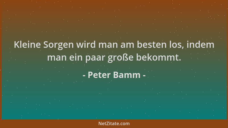 Peter Bamm - Kleine Sorgen wird man am besten los, indem man ein paar große bekommt....