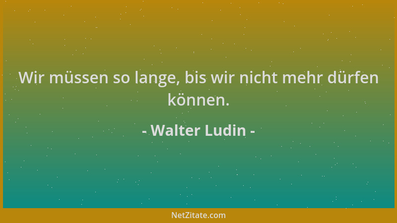 Walter Ludin - Wir müssen so lange, bis wir nicht mehr dürfen können....