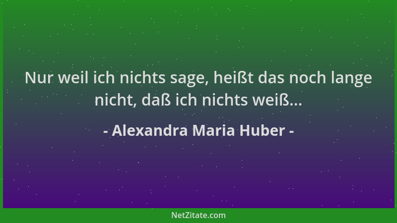 Alexandra Maria Huber - Nur weil ich nichts sage, heißt das noch lange nicht, daß ich nichts weiß......