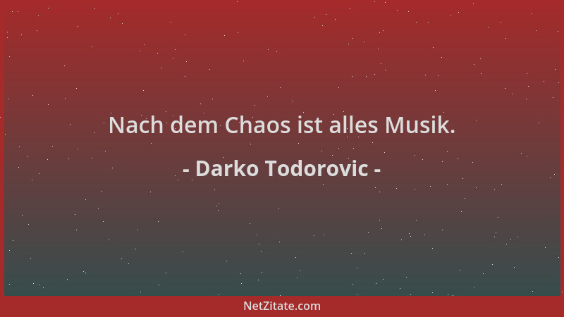 Darko Todorovic - Nach dem Chaos ist alles Musik....