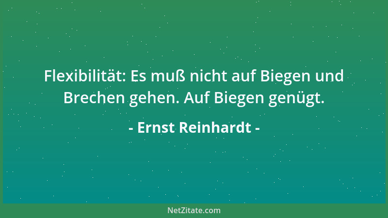 Ernst Reinhardt - Flexibilität: Es muß nicht auf Biegen und Brechen gehen. Auf Biegen genügt....