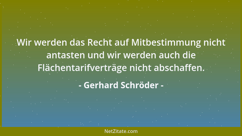 Gerhard Schröder - Wir werden das Recht auf Mitbestimmung nicht antasten und wir werden auch die Flächentarifverträge nicht...