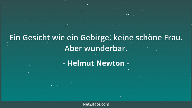 Helmut Newton - Ein Gesicht wie ein Gebirge, keine schöne Frau. Aber wunderbar....