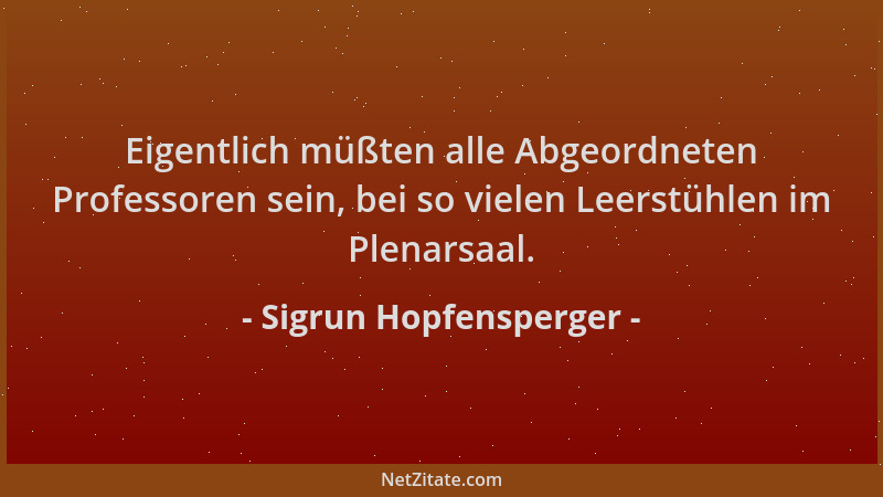 Sigrun Hopfensperger - Eigentlich müßten alle Abgeordneten Professoren sein, bei so vielen Leerstühlen im Plenarsaal....