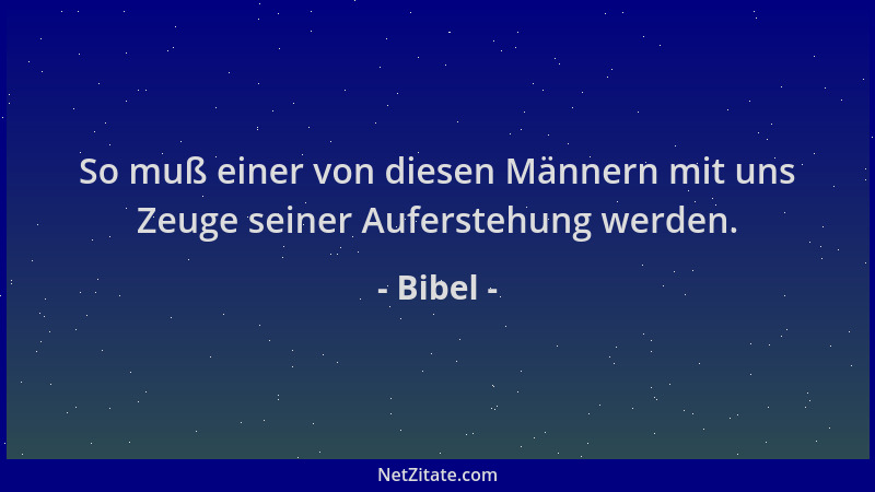 Bibel - So muß einer von diesen Männern mit uns Zeuge seiner Auferstehung werden....
