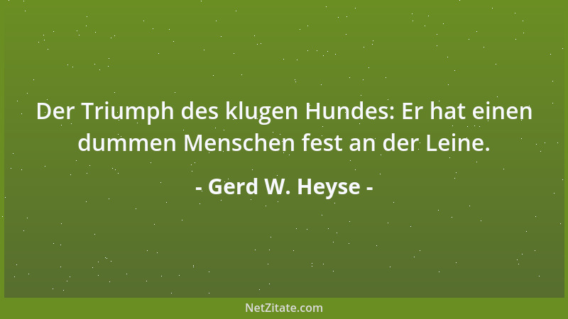 Gerd W. Heyse - Der Triumph des klugen Hundes: Er hat einen dummen Menschen fest an der Leine....