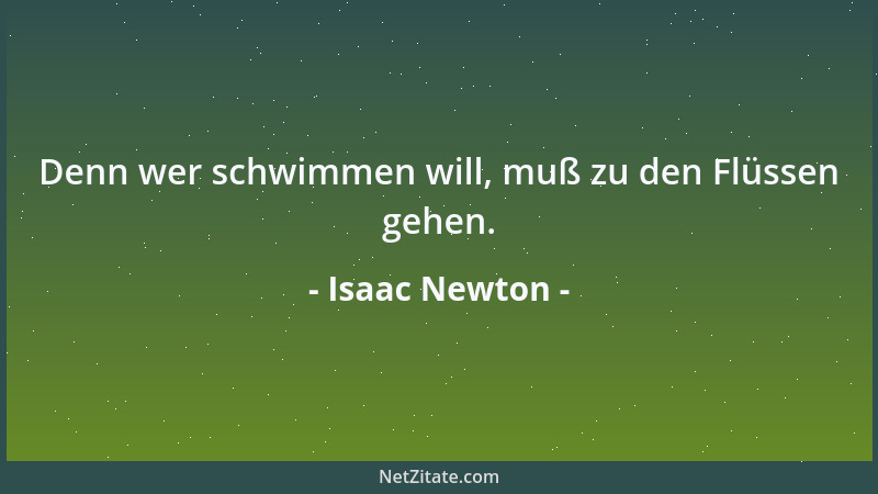Isaac Newton - Denn wer schwimmen will, muß zu den Flüssen gehen....