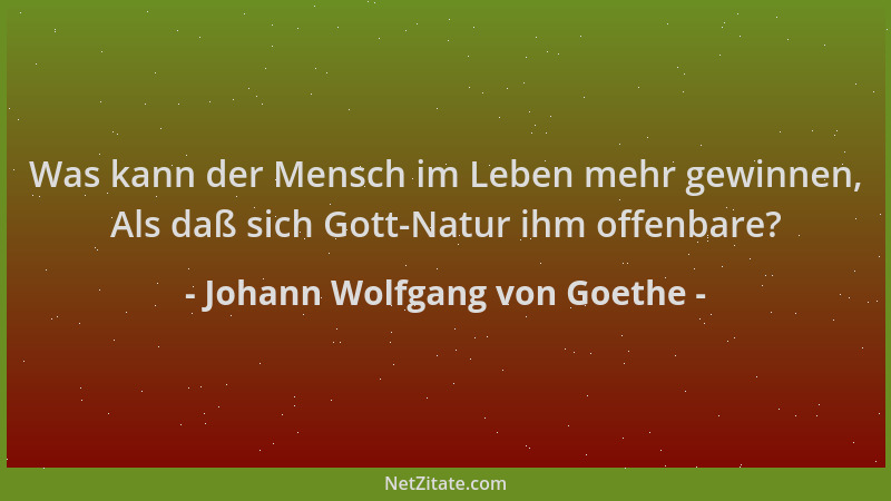 Johann Wolfgang von Goethe - Was kann der Mensch im Leben mehr gewinnen, Als daß sich Gott-Natur ihm offenbare?...