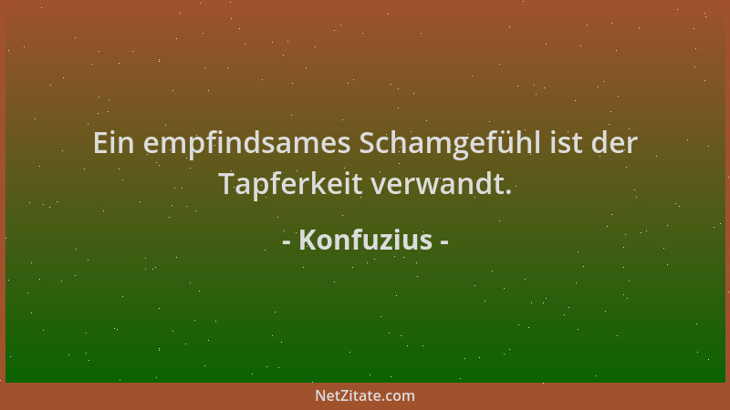 Konfuzius - Ein empfindsames Schamgefühl ist der Tapferkeit verwandt....