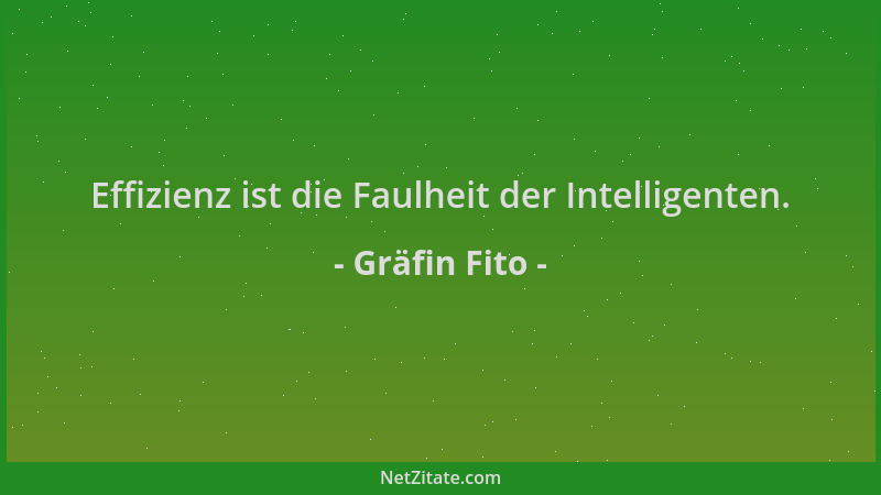 Gräfin Fito - Effizienz ist die Faulheit der Intelligenten....