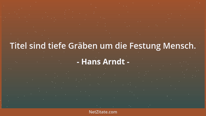 Hans Arndt - Titel sind tiefe Gräben um die Festung Mensch....
