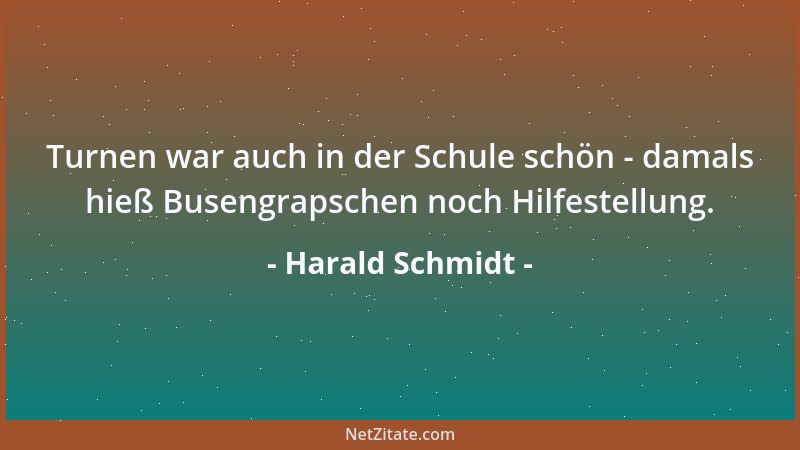Harald Schmidt - Turnen war auch in der Schule schön - damals hieß Busengrapschen noch Hilfestellung....