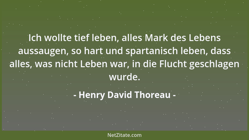 Henry David Thoreau - Ich wollte tief leben, alles Mark des Lebens aussaugen, so hart und spartanisch leben, dass alles, wa...