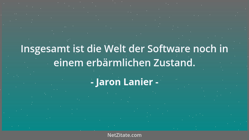 Jaron Lanier - Insgesamt ist die Welt der Software noch in einem erbärmlichen Zustand....