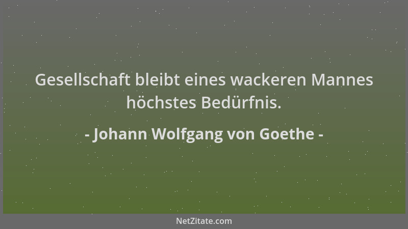 Johann Wolfgang von Goethe - Gesellschaft bleibt eines wackeren Mannes höchstes Bedürfnis....