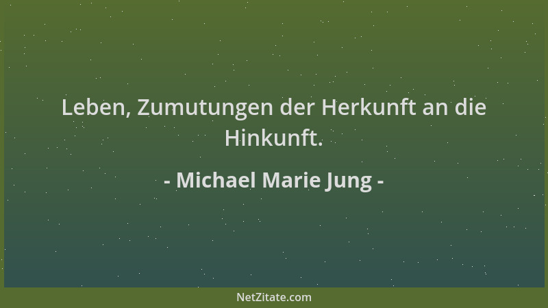 Michael Marie Jung - Leben, Zumutungen der Herkunft an die Hinkunft....