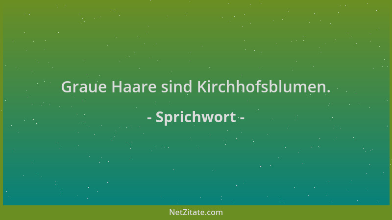 Sprichwort - Graue Haare sind Kirchhofsblumen....
