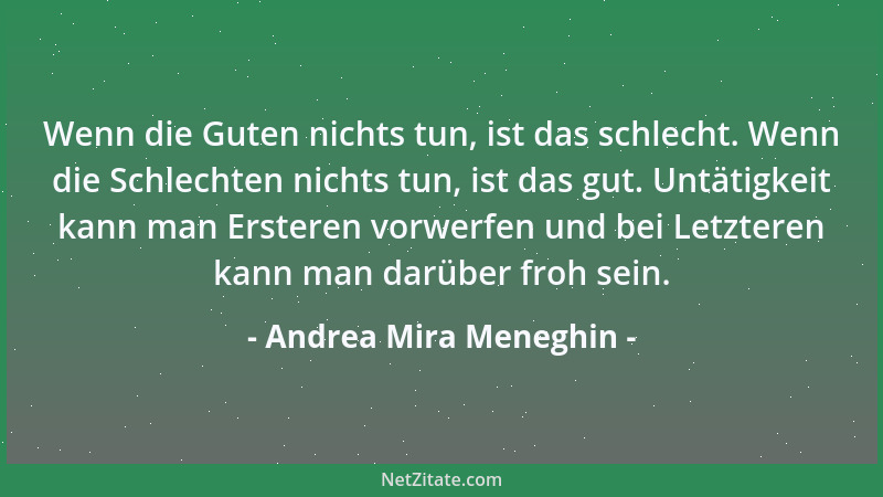 Andrea Mira Meneghin - Wenn die Guten nichts tun, ist das schlecht. Wenn die Schlechten nichts tun, ist das gut. Untätigkei...