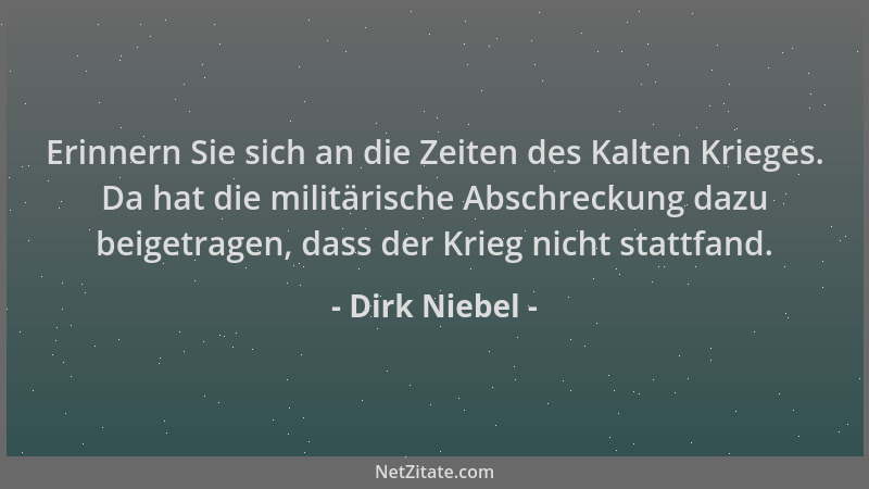 Dirk Niebel - Erinnern Sie sich an die Zeiten des Kalten Krieges. Da hat die militärische Abschreckung dazu beigetragen, da...