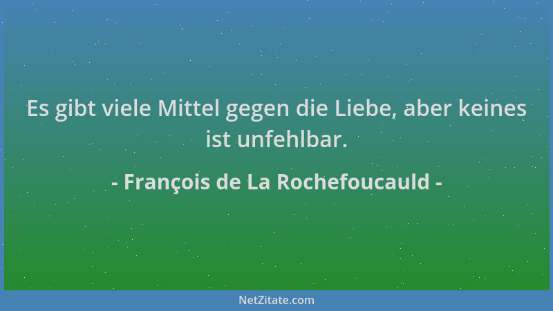 François de La Rochefoucauld - Es gibt viele Mittel gegen die Liebe, aber keines ist unfehlbar....
