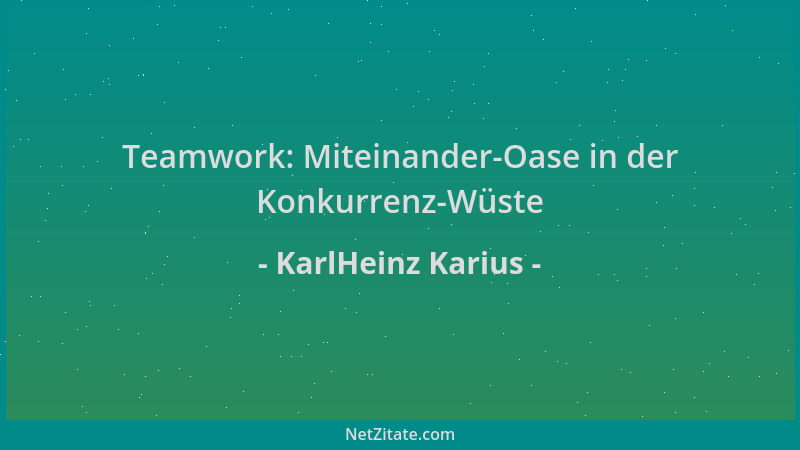 KarlHeinz Karius - Teamwork: Miteinander-Oase in der Konkurrenz-Wüste...