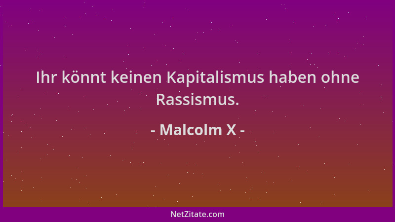 Malcolm X - Ihr könnt keinen Kapitalismus haben ohne Rassismus....