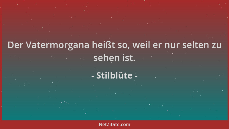 Stilblüte - Der Vatermorgana heißt so, weil er nur selten zu sehen ist....